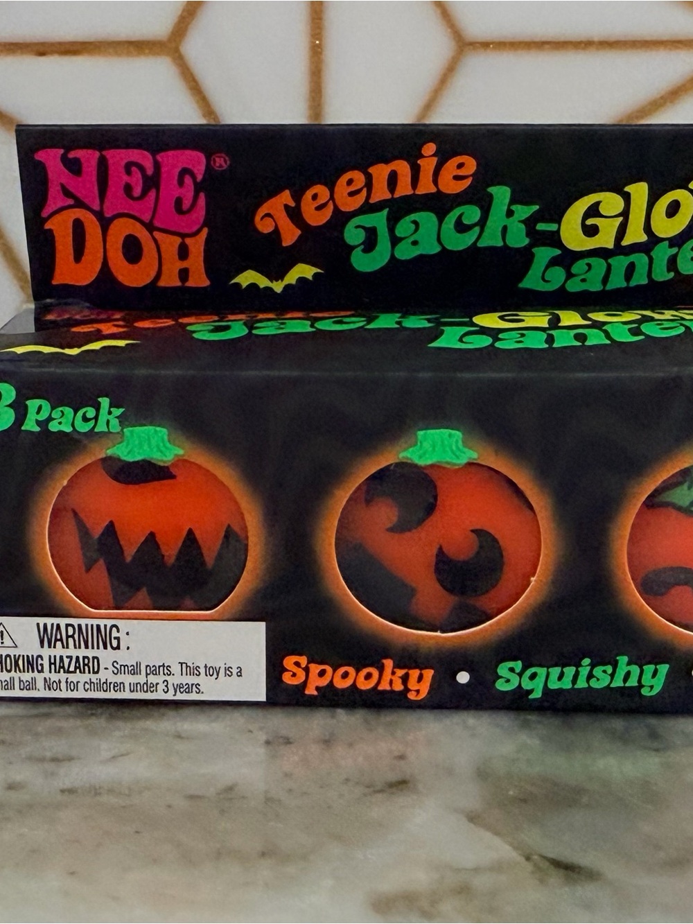 Needoh Teenie Jack-O'-Lanterns Glow in the dark squishy- Orange